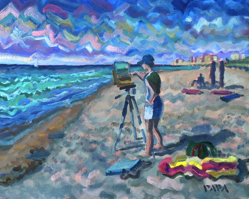 Artist at Work at Delray Beach by Ralph Papa