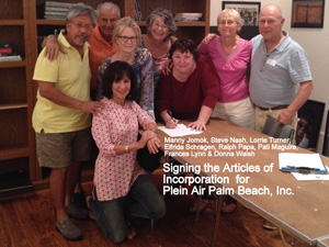 Signing the papers to file PAPB as a Florida Not for Profit Corp.